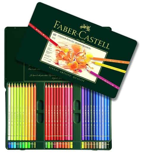 Faber-Castel-Polychromos-Colored-Pencil-Set-In-Metal-Tin,-60-Pieces