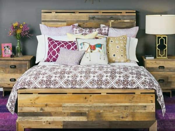 recycled wooden pallet bed headboard cupboard
