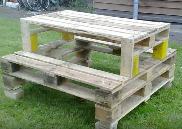 Reclaimed wood projects garden table bench seating